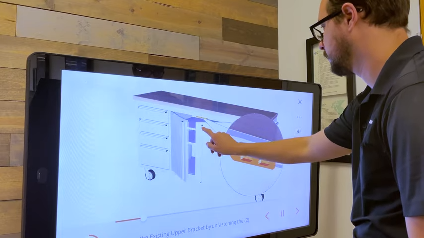 product demonstration with touch screen kiosk